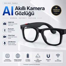 L'edoren Aı Akıllı Kamera Gözlüğü 1080P Hd Video Kayıt Bluetooth Görüşme Müzik Çeviri Destekli Siyah