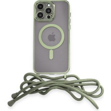 MiraLive Mey Ithalat®  iPhone 13 Pro Max Kılıf Divo Lazer Askılı Magsafe Kapak - Koyu Yeşil