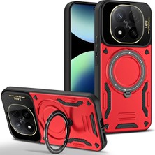 MiraLive Mey Ithalat®   Redmi Note 14 Pro 5g Kılıf Joy Lens Standlı Kapak - Kırmızı