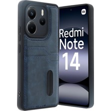 MiraLive Mey Ithalat®   Redmi Note 14 4g Kılıf Sara Kartvizitli Deri Kılıf - Lacivert