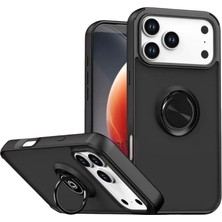 MiraLive Mey Ithalat®   iPhone 17 Pro Max Montreal Yüzüklü Silikon Kapak - Siyah