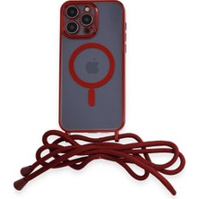 MiraLive Mey Ithalat®  iPhone 13 Pro Max Kılıf Divo Lazer Askılı Magsafe Kapak - Kırmızı