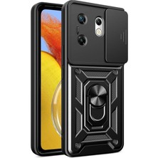 MiraLive Mey Ithalat®  Infinix Zero 30 4g Kılıf Pars Lens Yüzüklü Silikon - Siyah