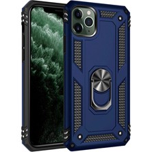 MiraLive Mey Ithalat®  iPhone 11 Pro Max Kılıf Sofya Yüzüklü Silikon Kapak - Lacivert