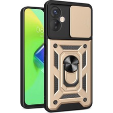 MiraLive Mey Ithalat®  Infinix Hot 30 4g Kılıf Pars Lens Yüzüklü Silikon - Gold