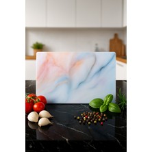 Empressco Mermer Görünüm Cam Kesme Tahtası, Oval Kenar, 20X30 cm