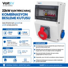 VoltEV 22kW Elektrikli Araç Şarj Kombinasyon Kutusu | Trifaze Besleme Kutusu | Kaçak Akım Korumalı