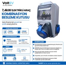 VoltEV 7,4kW + 3,5kW Elektrikli Araç Şarj Kombinasyon Kutusu | Monofaze Besleme Kutusu | Kaçak Akım Korumalı