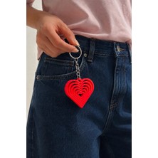 Tarzını Seç Tarzınıseç 3D Kırmızı Kalp Anahtarlık Charm