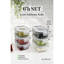 Naturelove Kapaklı 6'lı Kase Cam Saklama Kabı Kahvaltılık Buzdolabı Düzenleyici Tatlı Fırın Kabı Borcam