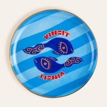 Zsa Zsa Zsu Agra Mavi Metal Dekoratif Tepsi 15x15 Cm