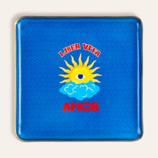 Zsa Zsa Zsu Agra Mavi Metal Dekoratif Tepsi 25x25 Cm