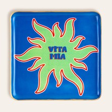 Zsa Zsa Zsu Agra Mavi - Yeşil Metal Dekoratif Tepsi 25x25 Cm