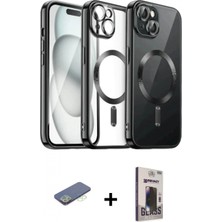 Marsilyan™- iPhone 12 Pro Max Kılıf Nova Işık Özel Seri - Siyah Bilvis Hayalet Cam Ekran Koruyucu + Renkli Kamera Lens Koruma Cam - Yl