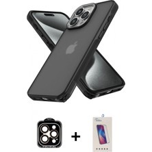 Marsilyan™- iPhone 14 Pro Max Kılıf Atlas Form - Siyah Joko 5d Cam + Pvd Metal Kamera Lens - Tu