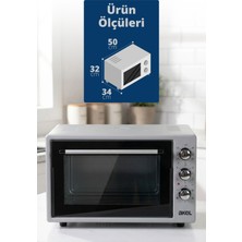 Akel AF280LF 32 Lt Gri Midi Fırın, İç Aydınlatmalı, Turbo Fanlı,  Zaman ve Isı Ayarlı, 2 Tepsi, Tel Izgara