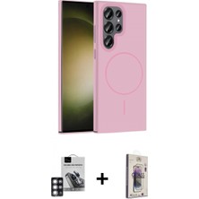 Marsilyan™- Galaxy S24 Ultra Kılıf Siluet Doku Özel Seri - Siyah Bilvis 3D Cam Ekran Koruyucu + Pvd Metal Kamera Lens - Pe