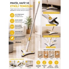 Abnturk 360° Döner Başlıklı Üçgen Mikrofiber Mop Köşe ve Kenar Temizlik Paspası Paslanmaz Sap
