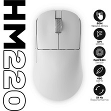 Hawk Gaming Chair HM220 1k Hz 12000 Dpı Tri-Mode Kablosuz/Bluetooth Beyaz Gaming Mouse