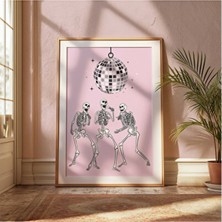Empressco Renkli Diso Topu Temalı Iskeletler Poster, Eğlenceli Dekorasyon Parçası