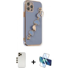 Marsilyan™- iPhone 12 Pro Kılıf Nova Işık Prime - Siyah 3D Antistatik Cam Ekran Koruyucu + Shine Kamera Lens - Gd