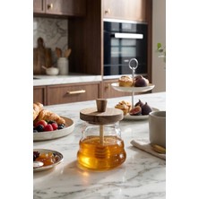 Kitchen Life Ahşap Kapaklı Kaşıklı Cam Bal Kavanozu 500 ml