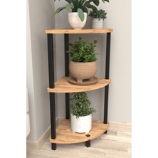 The Violett Flora 3 Raflı Moblen Çiçeklik Saksılık Balkon Bahçe Dekor Raf Stand-Atlantik Çam