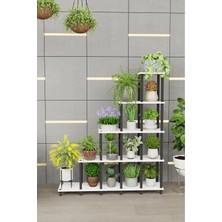 The Violett Nova 5 Katlı Basamak Saksılık Çiçeklik Standı | Dekoratif Modüler Bitki Rafı-Beyaz
