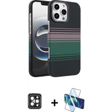 Marsilyan™- iPhone 16 Pro Max Kılıf Doruk Serisi - Siyah 3D Antistatik Seramik Nano Ekran Koruyucu + Pvd Metal Kamera Lens - Sh