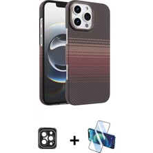 Marsilyan™- iPhone 16 Pro Max Kılıf Doruk Serisi - Siyah 3D Antistatik Seramik Nano Ekran Koruyucu + Pvd Metal Kamera Lens - Sh