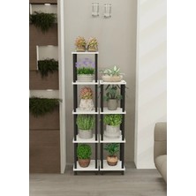 The Violett Ares Çok Katlı Basamak Saksılık Çiçeklik Standı | Dekoratif Modüler Bitki Rafı-Beyaz