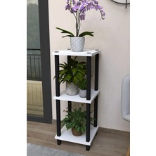 The Violett Vena 3 Katlı Dekoratif Saksılık ve Bitki Standı- Beyaz