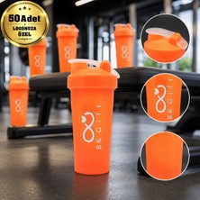 BK Gift Logonuza Özel 50 Adet S100 650 ml Shaker Beyaz Kapaklı Sporcu Suluk Kurumsal