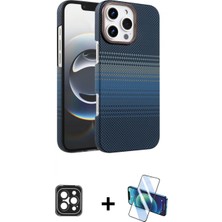 Marsilyan™- iPhone 16 Pro Max Kılıf Doruk Serisi - Siyah 3D Antistatik Seramik Nano Ekran Koruyucu + Pvd Metal Kamera Lens - Sh
