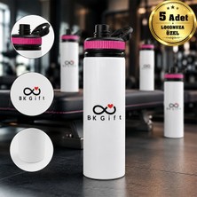 BK Gift Logonuza Özel 5 Adet Askılı Alüminyum Su Matarası - 800 ml Kurumsal Matara