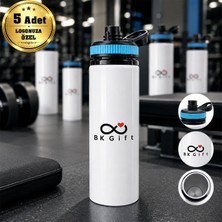 BK Gift Logonuza Özel 5 Adet Askılı Alüminyum Su Matarası - 800 ml Kurumsal Matara
