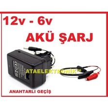 Ata Elektronik 6 Volt ve 12 Volt Aküler Için 6V-12V 500MA Akü Şarj Cihazı + LED + Otomatik Voltaj Şarj Kesme + Timsah Maşalı Kablolu  + Yerli Üretim