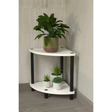 The Violett Flora 2 Raflı Moblen Çiçeklik Saksılık Balkon Bahçe Dekor Raf Stand-Beyaz
