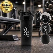 BK Gift Logonuza Özel 50 Adet S100 650 ml Shaker Beyaz Kapaklı Sporcu Suluk Kurumsal