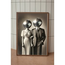 Empressco Retro Siyah Beyaz Disko Topu Poster, Şık ve Tematik Dekorasyon Için