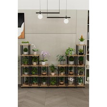 The Violett Ceres Çok Katlı Basamak Saksılık Çiçeklik Standı | Dekoratif Modüler Bitki Rafı-Meşe