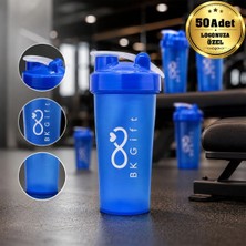 BK Gift Logonuza Özel 50 Adet S100 650 ml Shaker Beyaz Kapaklı Sporcu Suluk Kurumsal
