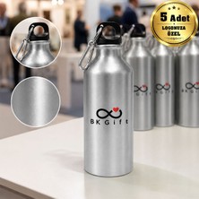 BK Gift Logonuza Özel 5 Adet Kancalı Spor Su Matarası 600 ml Alüminyum Kurumsal Matara