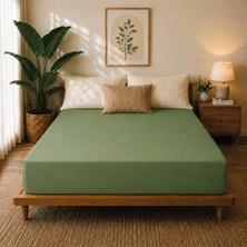 Karden Flower Premium %100 Pamuk 160X200 cm Çift Kişilik Penye Lastikli Çarşaf - Yeşil