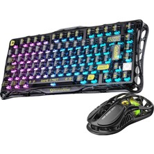 Gravastar Mercury K1 Lite+M2 Kablosuz Rgb Işıklı Mekanik Q Gaming Klavye ve Optik Mouse Seti, Siyah