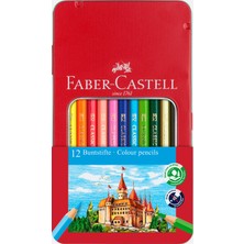 Faber-Castell Boya Kalemi 12'li , Metal Kutu,yumuşak Mineli,parlak Canlı Renkler