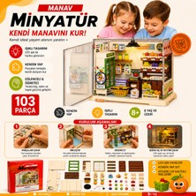 Oyuncak Fabrikası Dıy Minyatür Manav Maketi 103 Parça LED Işıklı Kendin Yap Mini Market Maket Seti