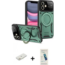 Marsilyan™- iPhone 11 Kılıf Kıvılcım Modern Serisi - Şeffaf Pasifik Cam Ekran Koruyucu + Renkli Kamera Lens Koruma Cam - Tu