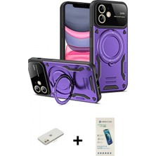 Marsilyan™- iPhone 11 Kılıf Kıvılcım Modern Serisi - Şeffaf Pasifik Cam Ekran Koruyucu + Renkli Kamera Lens Koruma Cam - Tu