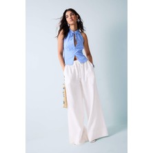 DeFacto Wide Leg Yüksek Bel Keten Karışımlı Pantolon E0127AX26SM